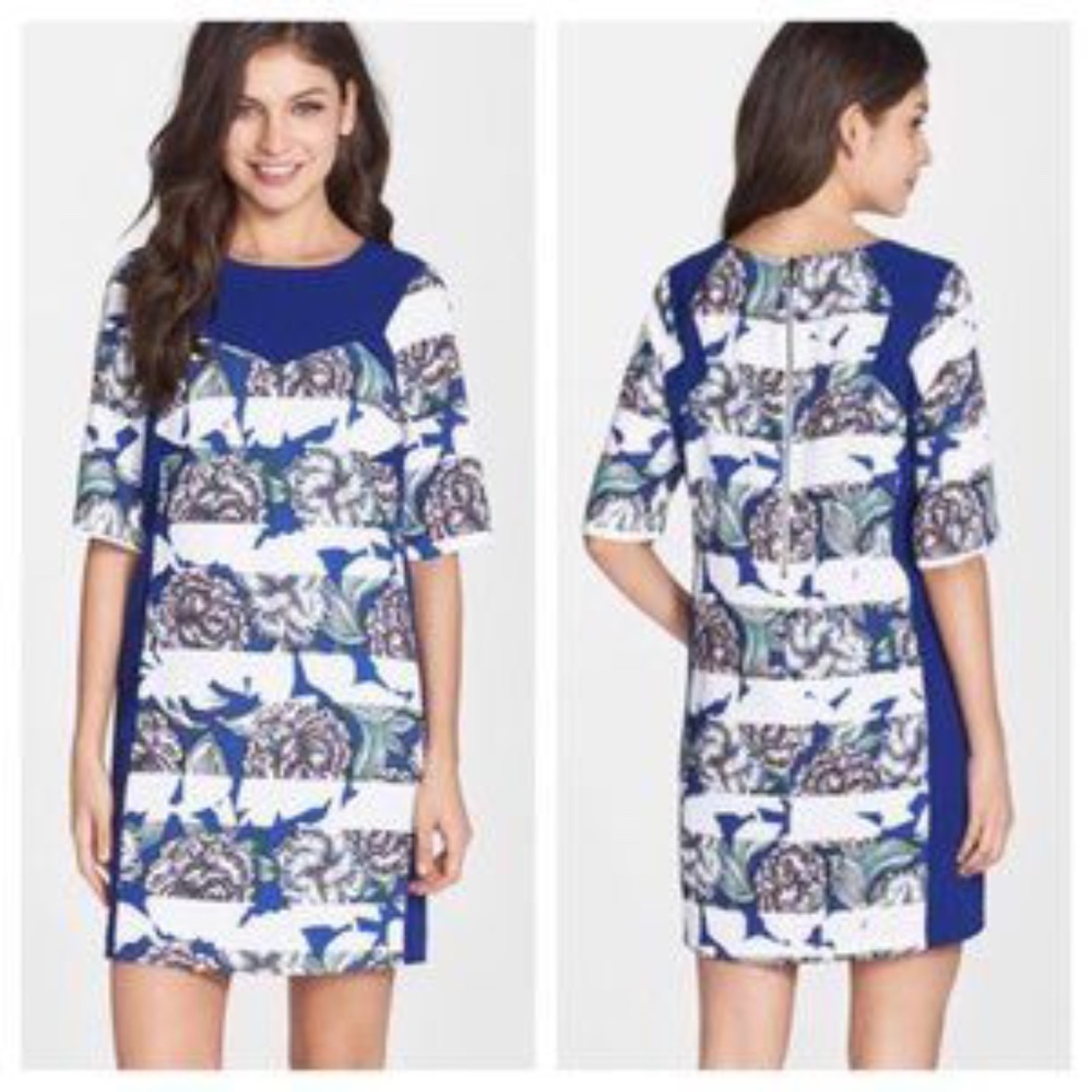 French Connection Bonita Floral Stripe Shift Dress